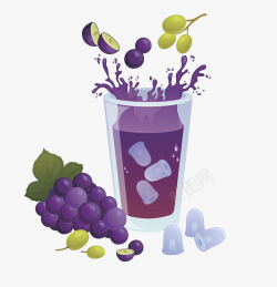 紫色果汁葡萄汁插画高清图片