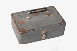 箱子容器灰色有提手和带锁的生锈的铁盒实高清图片
