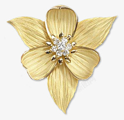 金色花朵钻石胸针素材