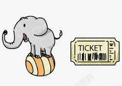 马戏团大象门票矢量图素材