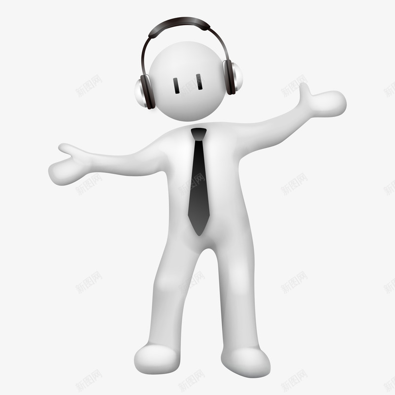 戴耳机的卡通3D小人png免抠素材_88icon https://88icon.com 3D立体小人 人物 卡通 奋斗小人 带领带小白人 科技 耳机 音乐 领带