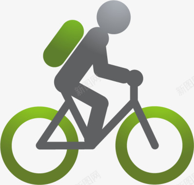 手绘绿色小叶子绿色自行车图标图标