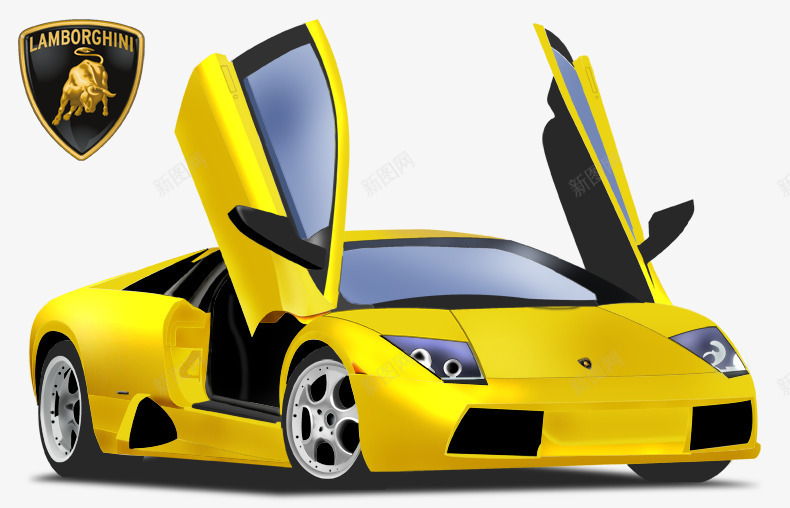 3D汽车模型psd免抠素材_88icon https://88icon.com 3D 汽车模型 黄色