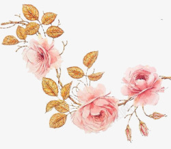 手绘水粉彩色花朵素材
