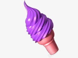 卡通立体模型紫色冰淇淋效果素材