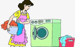 妈妈用洗衣机洗衣服素材