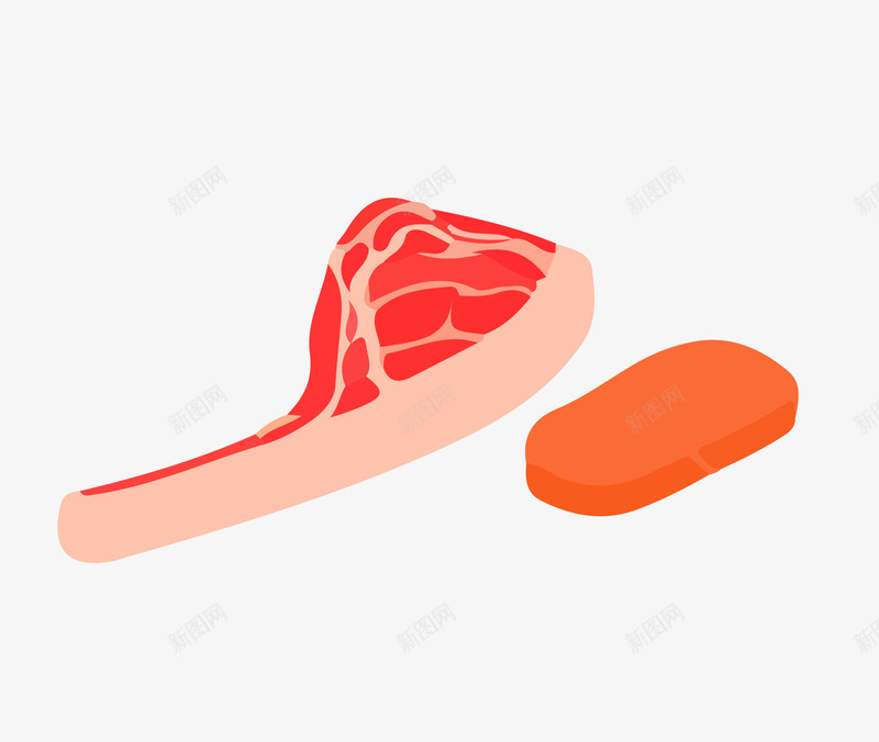 瘦肉矢量图ai免抠素材_88icon https://88icon.com ai格式 冷鲜 扁平设计 烤肉 牛肉 生肉 肉 肉类 肉食 食物 矢量图