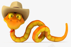 牛仔图案带牛仔帽的黄色蛇高清图片
