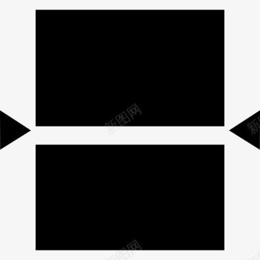 两个相等的矩形的箭头指向中心图标图标