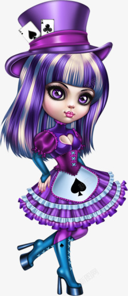暗紫色系魔法小女孩素材