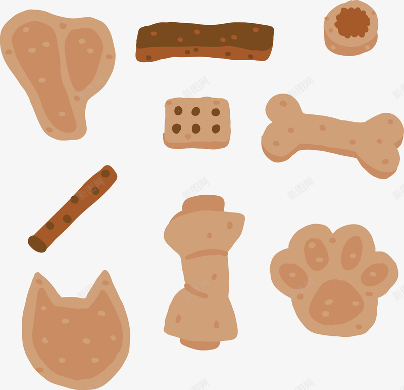 狗狗食物png免抠素材_88icon https://88icon.com 卡通 图案 形状 牛肉 狗粮 狗骨头 脚印 集合 骨头