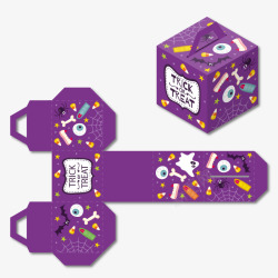 紫色万圣节包装盒素材