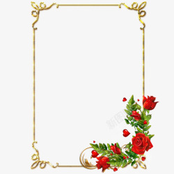玫瑰装饰物精致金属边框高清图片