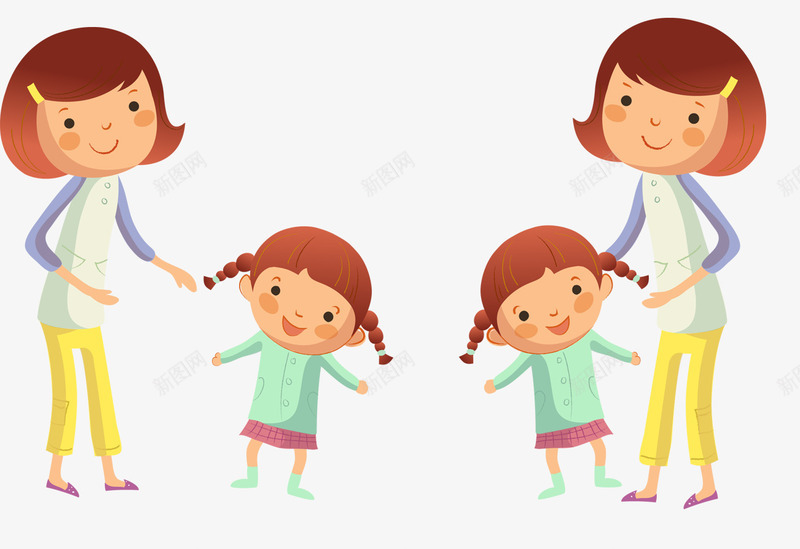 h5妈妈牵着小女孩png免抠素材_88icon https://88icon.com h5素材妈妈牵着小女孩 卡通人物 玩耍