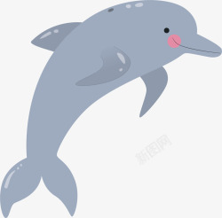 灰色圆弧海豚卡通插画矢量图素材