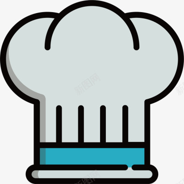 彩色块装饰卡通厨师帽标图标图标