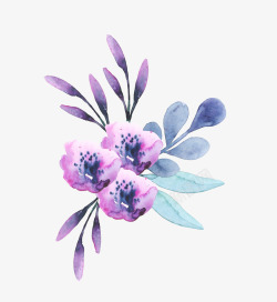 紫色水彩花图案03素材