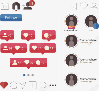 ui矢量网络社交界面矢量图图标图标