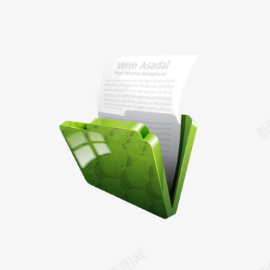 创意绿色树枝绿色质感文件夹图标图标