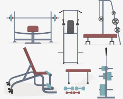 运动中心各种各样的健身器材矢量图高清图片
