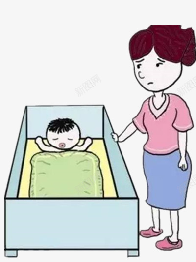 妈妈带小孩睡觉png免抠素材_88icon https://88icon.com 人物 小床 彩色 母爱
