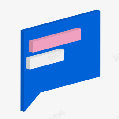 桔色立体对话框蓝色方形立体对话框元素矢量图图标图标
