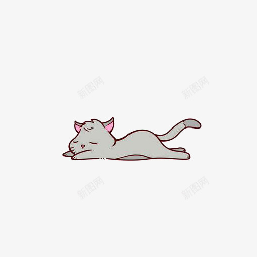 卡通猫咪png免抠素材_88icon https://88icon.com 可爱猫咪 小猫咪 灰色猫咪 猫咪免扣PNG 猫咪插画 睡觉