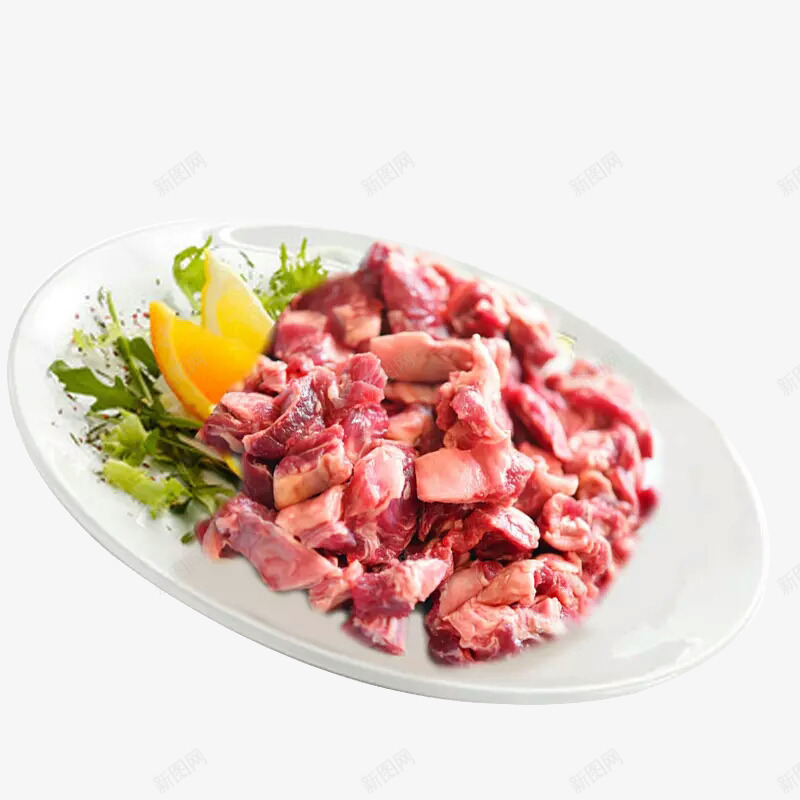 一盘牛肉粒png免抠素材_88icon https://88icon.com 柠檬片 牛肉块 盘子 美食 蔬菜 进口牛肉 餐饮