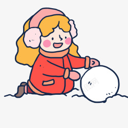 玩雪球的小女孩素材