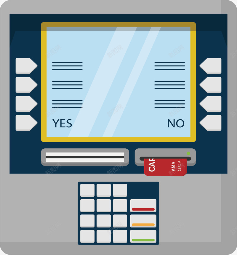 灰色自动提款机矢量图ai免抠素材_88icon https://88icon.com 取钱 提款机 灰色机器 矢量png 自动提款机 银行卡 矢量图