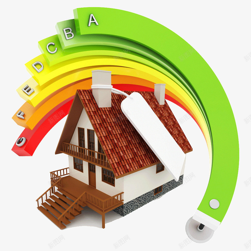 环保房屋png免抠素材_88icon https://88icon.com 3D房屋 房屋模型 立体 能效表