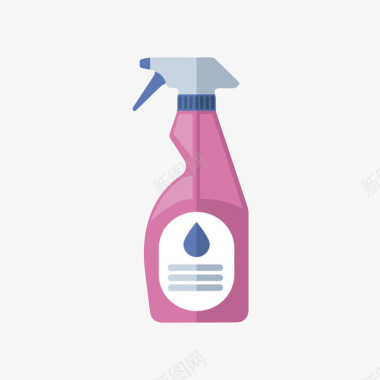 广告设计紫色带贴纸的喷雾塑料瓶罐卡通图标图标