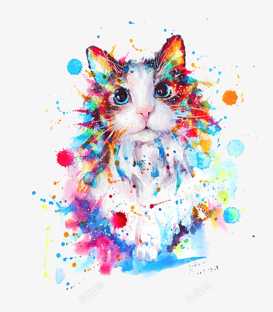 水彩猫咪png免抠素材_88icon https://88icon.com 卡通 可爱 彩色 手绘 水彩 灰色 猫咪 装饰
