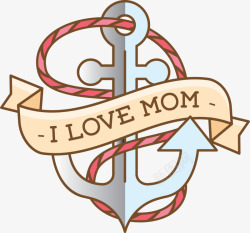 我爱你妈妈船锚标签素材