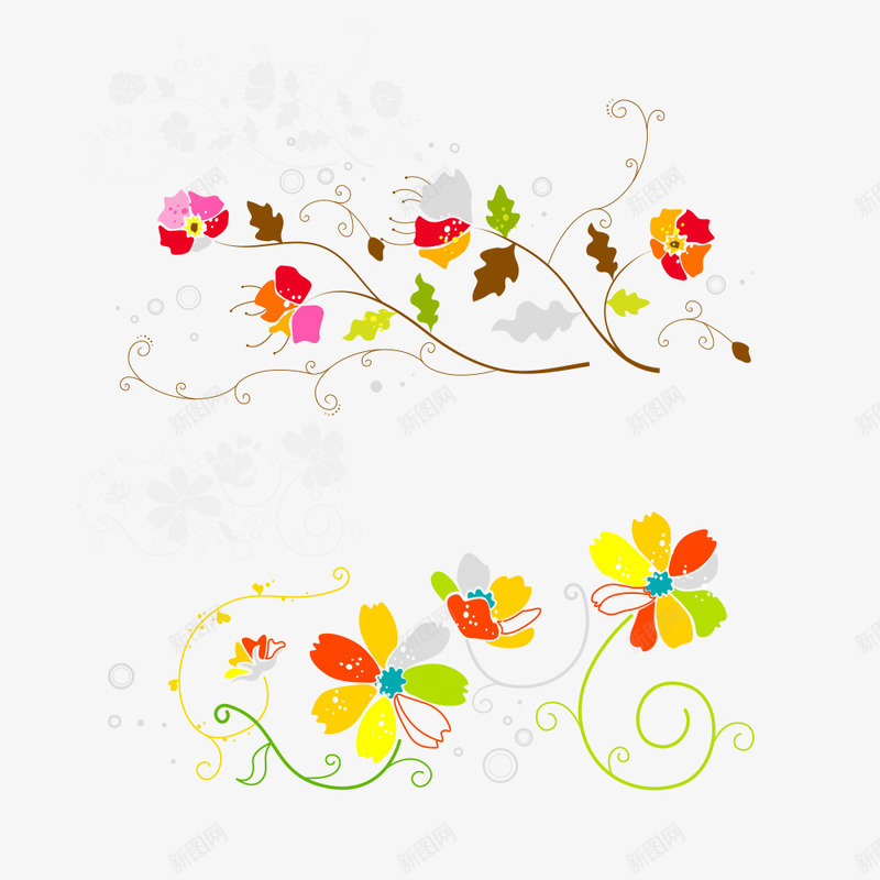 两只盛开的花图案png免抠素材_88icon https://88icon.com 中式 喜气 大气 红色 花纹 高端