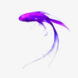 紫色水彩鲤鱼装饰图案素材