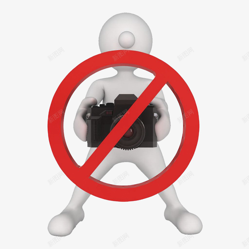 禁止拍照3D模型png免抠素材_88icon https://88icon.com 3D小人 拍照 照相机 禁止 禁止拍照