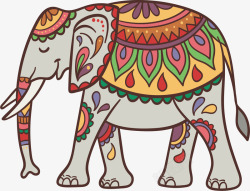 宗教花纹卡通大象矢量图素材