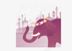 玫红印度节日大象矢量图素材