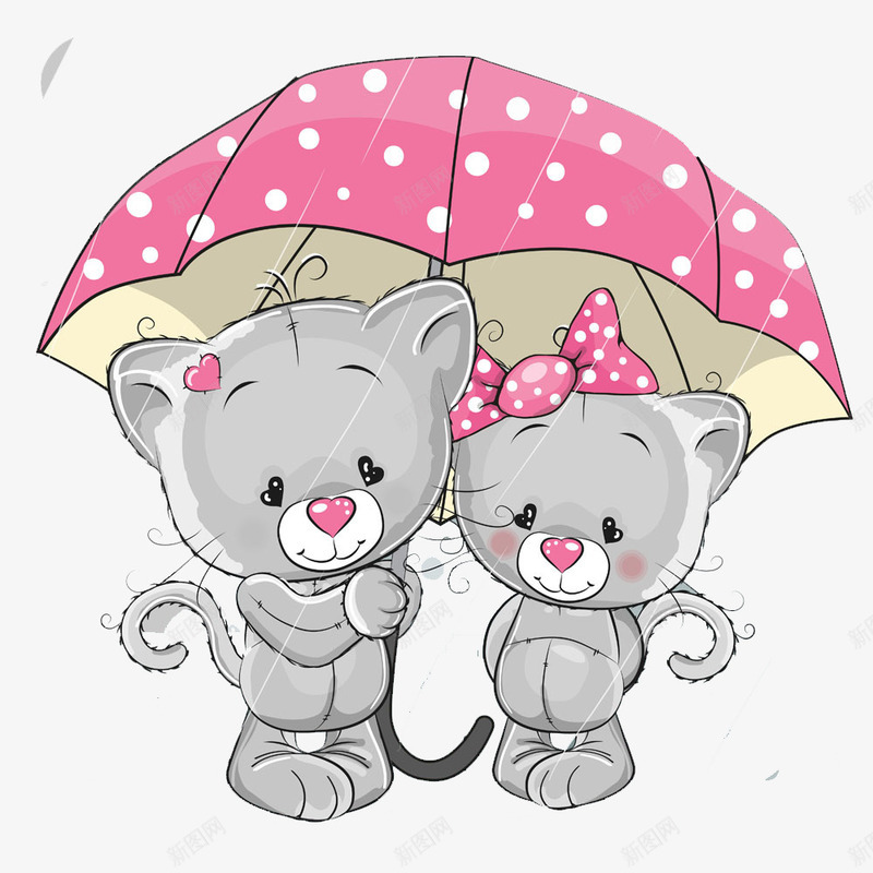 卡通小熊png免抠素材_88icon https://88icon.com 下雨 卡通 可爱 小熊 情侣 灰色 爱情 雨伞