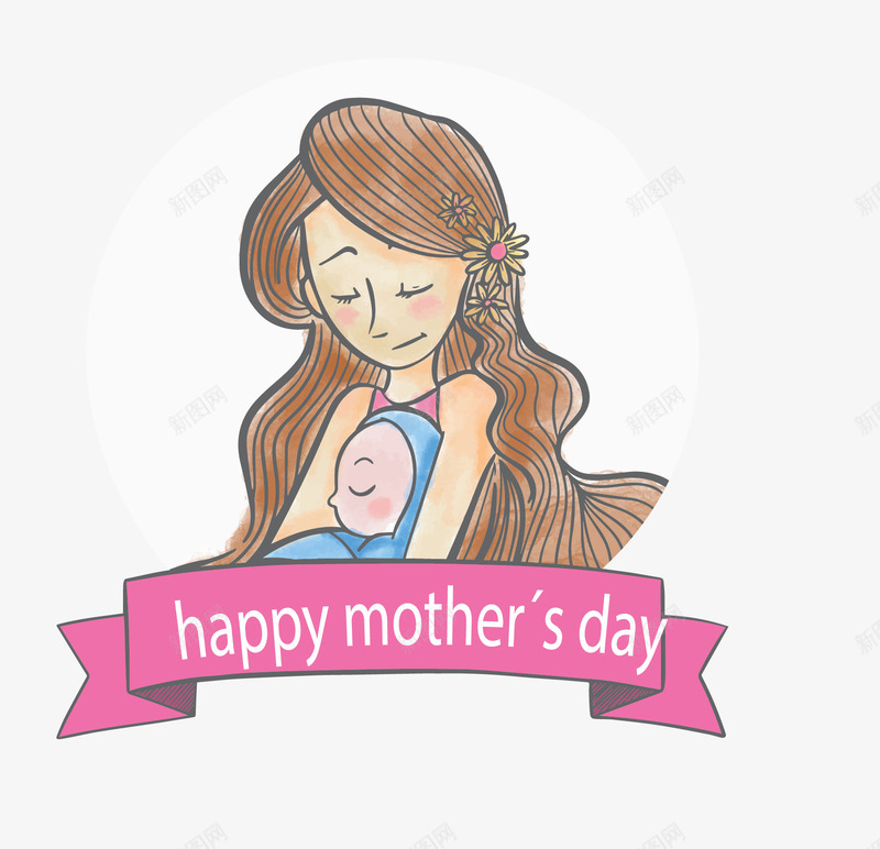 美丽妈妈母亲节海报矢量图ai免抠素材_88icon https://88icon.com 母亲节 母亲节快乐 母子 矢量png 美丽妈妈 矢量图