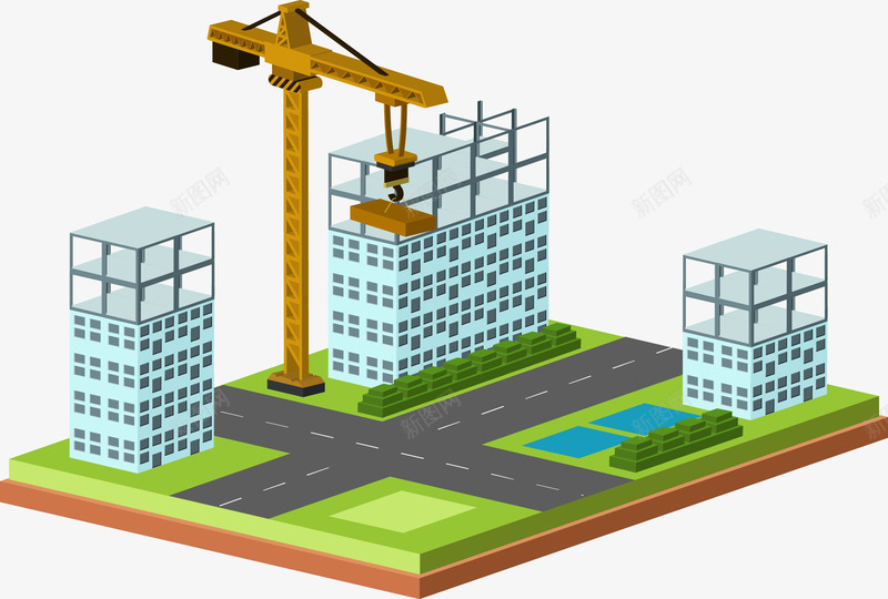 手绘建筑大厦矢量图ai免抠素材_88icon https://88icon.com 3D 大厦 建造 手绘 施工 立体 矢量图