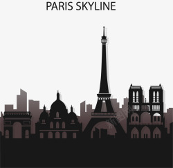 灰色夜幕法国巴黎矢量图素材