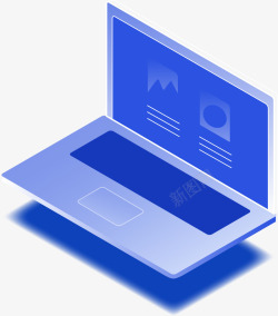 25D蓝色笔记本UI立体装饰矢量图素材