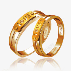 产品实物金色LOVE戒指金戒指素材