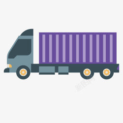 紫色箱式货车卡通扁平车素材