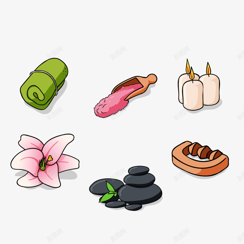 SPApng免抠素材_88icon https://88icon.com 水疗 浴盐 蜡烛 鹅卵石