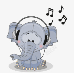 卡通动物大象听音素材