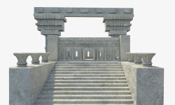 希腊神庙灰色希腊石头楼梯神庙高清图片