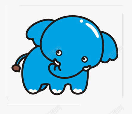 蓝色的卡通萌大象图标图标